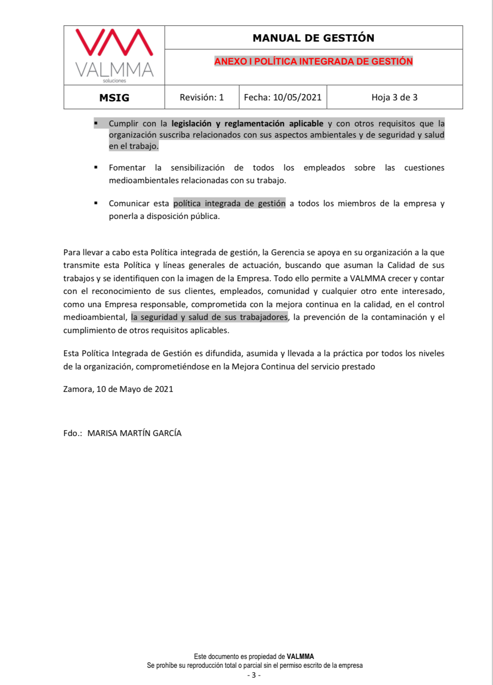 Politica Integrada de gestión